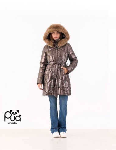 Piumino lungo con pelliccia