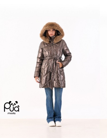 Piumino lungo con pelliccia