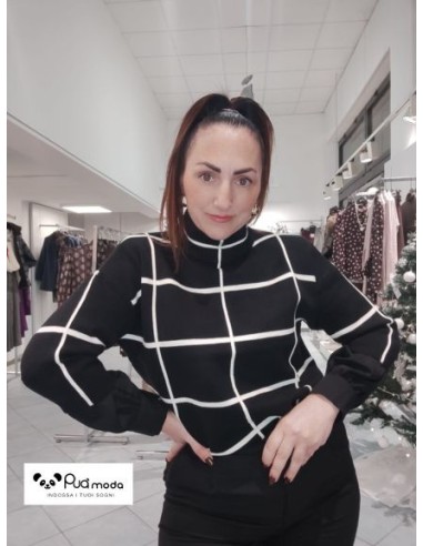Maxi maglione quadri