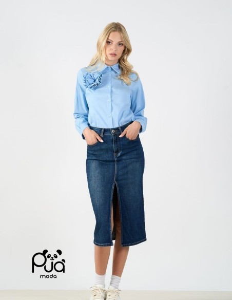 Camicia in Cotone con Dettaglio Spilla