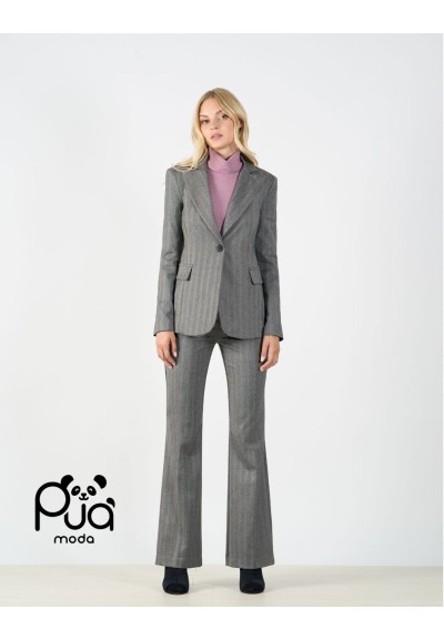 Blazer donna slim spigato con fodera rosa | Puà Moda