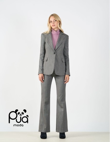 Blazer donna slim spigato con fodera rosa | Puà Moda