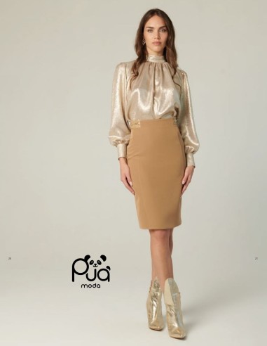 Gonna tubino donna con inserti in ecopelle aderente | Puà Moda