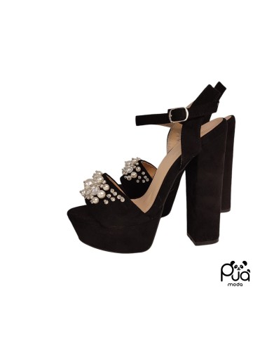 Sandalo Donna in Pelle Scamosciata con Perle e Tacco 12 cm | Made in Italy - Puà Moda 2