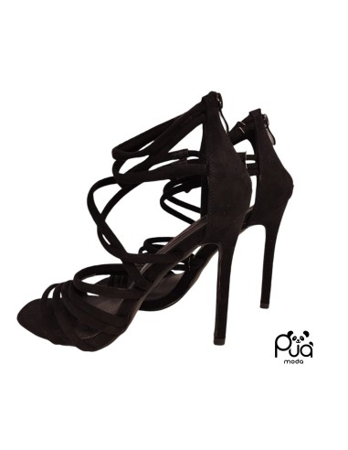 Sandalo Elegante Donna in Pelle Scamosciata con Tacco 10 cm e Cerniera Laterale | Made in Italy - Puà Moda 2