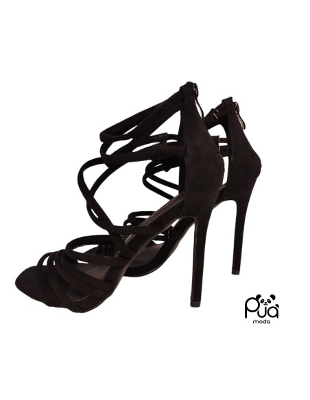 Sandalo Elegante Donna in Pelle Scamosciata con Tacco 10 cm e Cerniera Laterale | Made in Italy - Puà Moda