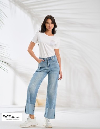 Jeans donna vita alta con risvolto | Puà Moda