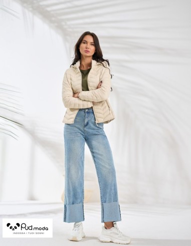 Piumino donna 100 grammi con cappuccio estraibile 100% made in Italy