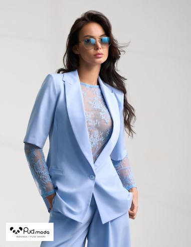 Giacca donna slim con bottone e manica 3/4 100% made in Italy