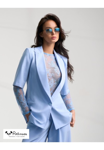 Giacca donna slim con bottone manica 3/4 | Puà Moda