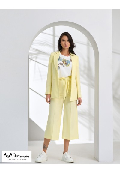 Giacca donna lunga slim con bottone non foderata | Puà Moda