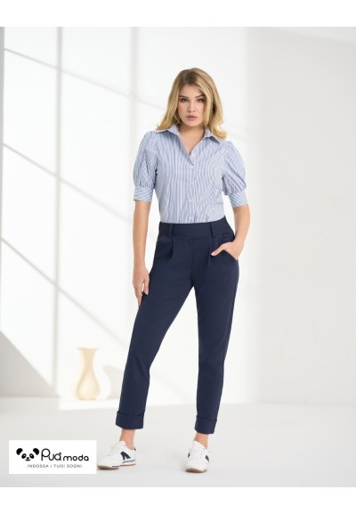 Pantalone donna elastico in vita con pince | Puà Moda