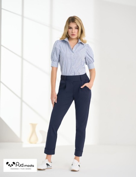 Pantalone donna elastico in vita con pince | Puà Moda