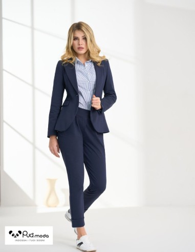 Giacca donna slim con bottone foderata e tasche a filo 100% made in Italy