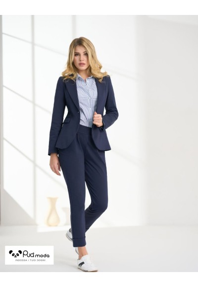 Giacca donna slim con bottone e tasche a filo | Puà Moda