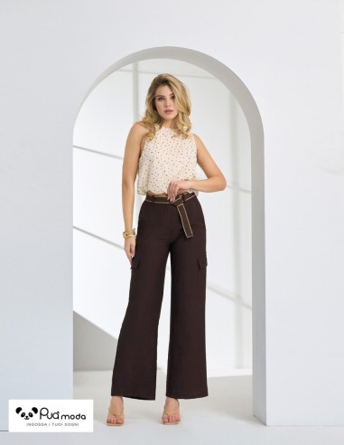 Casacca donna pois con elastico in vita e bottone | Puà Moda