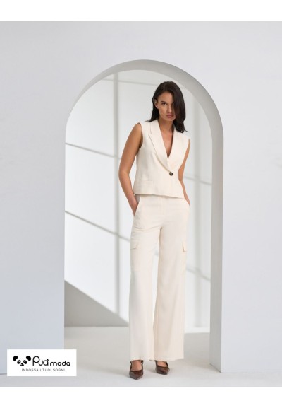 Gilet donna corto con bottoni e scollo a V | Puà Moda