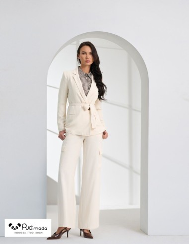 Pantalone donna elastico in vita con tasche laterali | Puà Moda