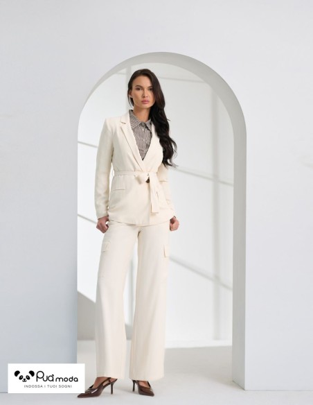 Pantalone donna elastico in vita con tasche laterali | Puà Moda