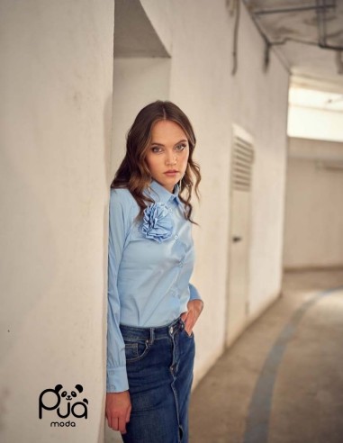 Camicia in Cotone con Dettaglio Spilla 2