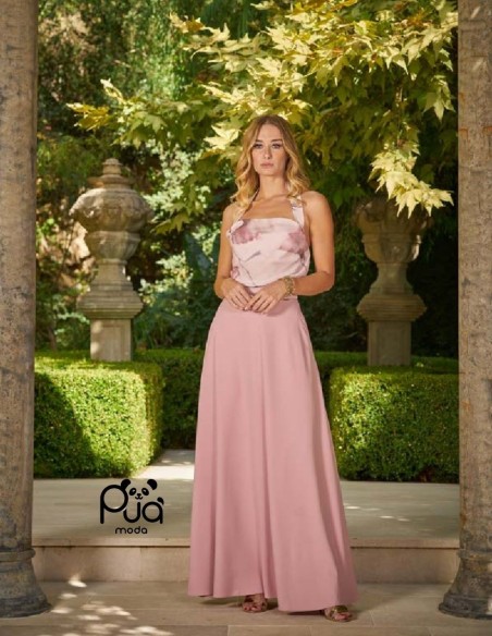 Top Cerimoniale con Stampa Fiori Chic